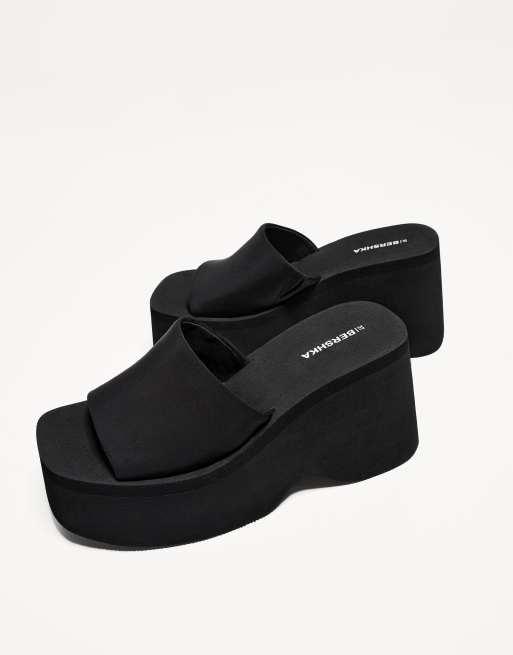 Bershka – Mules in Schwarz mit Plateausohle, 4 von 4