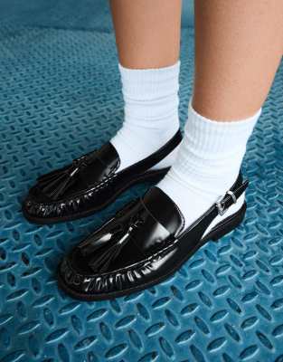 Bershka - Mules mocassin à pompon - Noir