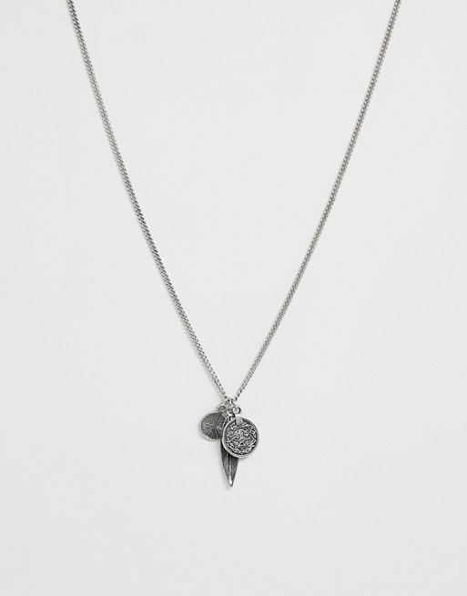 Bershka multi pendant necklace in silver