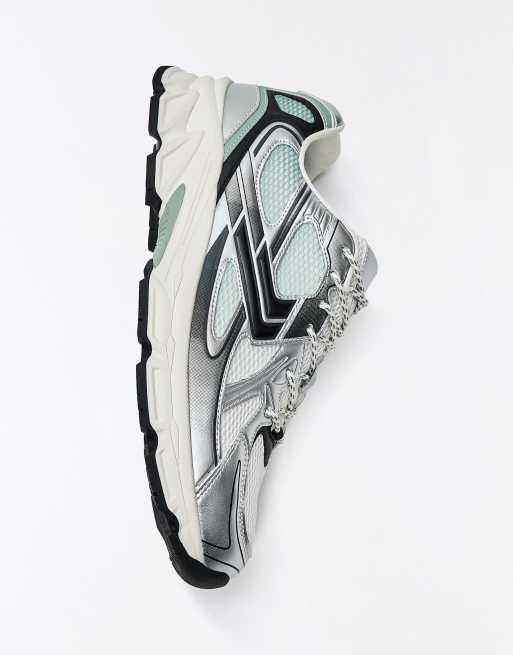 Bershka Multi-piece trainers in white, 6 of 6