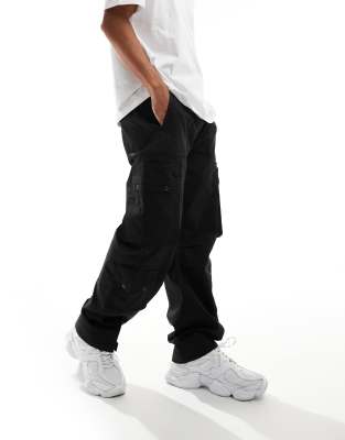 Bershka Multi Pocket Cargo Pants In Black