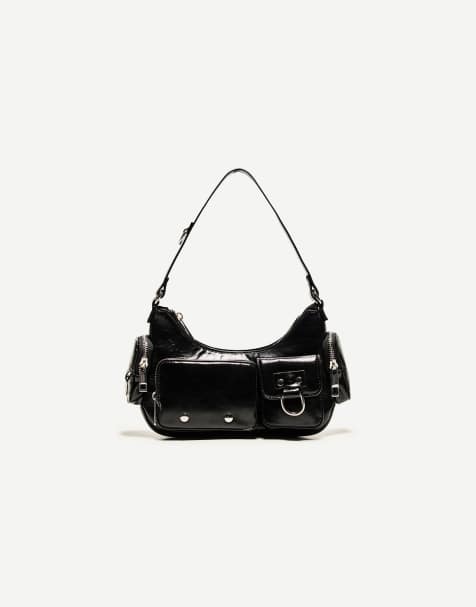 Bershka Multi-pocket shoulder bag in black - view 1