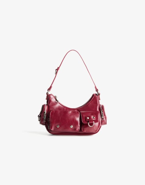 Bershka Multi-pocket shoulder bag in red - view 1