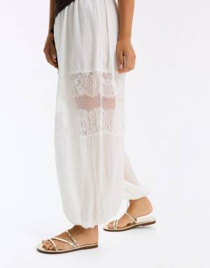 Bershka Multi-strap flat slider sandals in gold