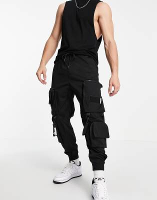 Bershka Multipocket Cargo Pants In Black | ASOS