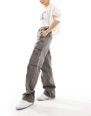 Bershka Multipocket Cargo Pants In Gray