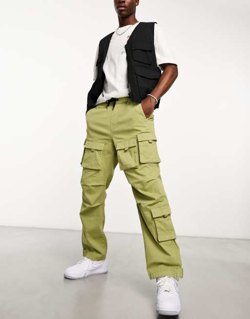 Bershka multipocket cargo pants in khaki ASOS