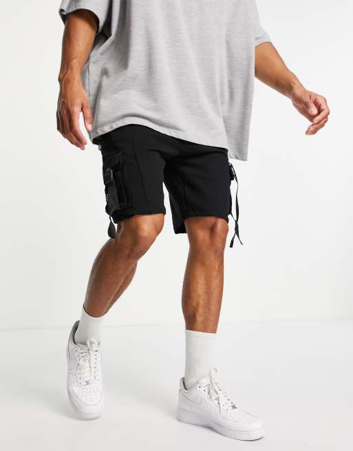 Bershka multipocket cargo shorts in black ASOS