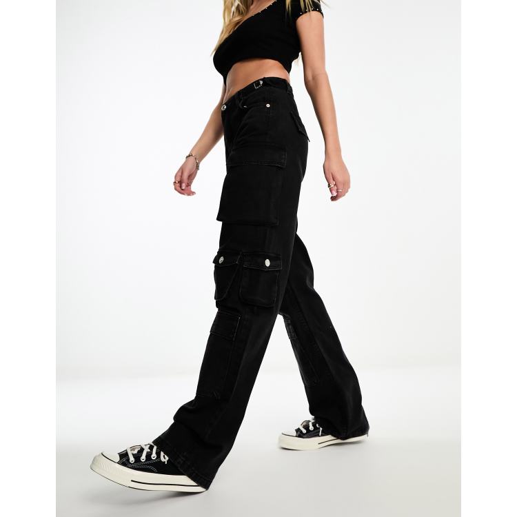 Black multi pocket cargo pants 2025