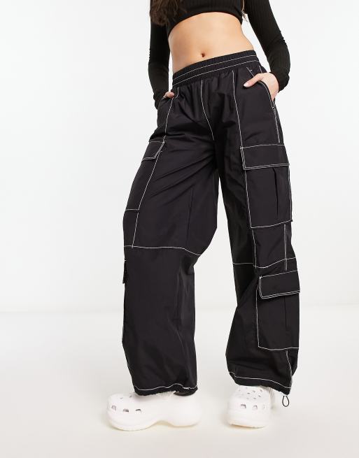 Black trousers outlet with white stitching