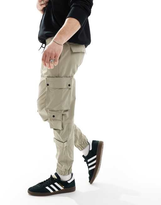 Bershka multipocket tech cargos in ecru