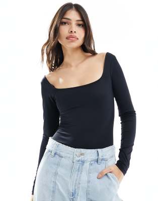 Bershka - Nahtloser Body in Schwarz