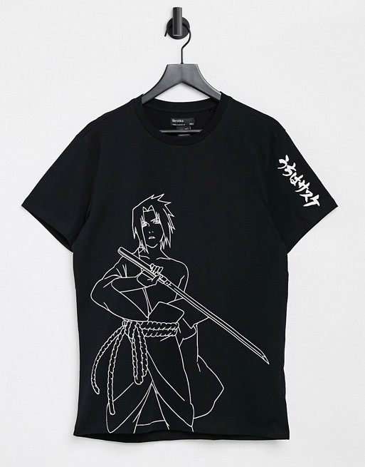 Bershka Naruto front & back print T-shirt in black | ASOS