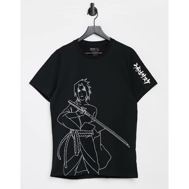 Bershka Naruto front back print T shirt in black