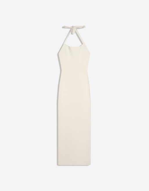 Bershka – Naturvit midiklänning med halterneck, 5 av 5