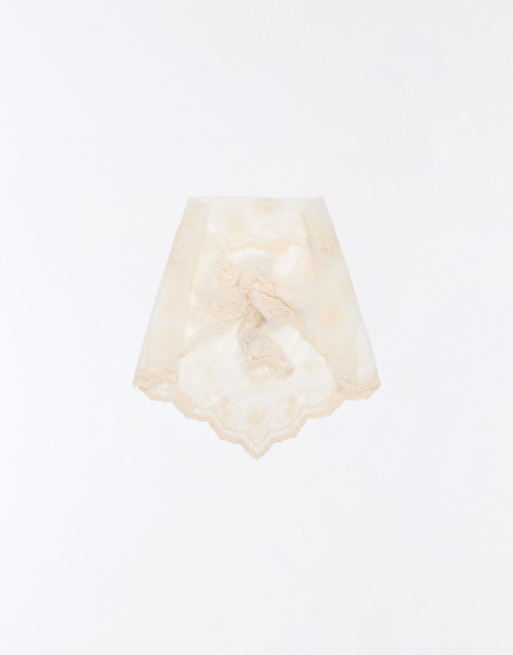 Bershka – Naturvit sjal med broderi, 3 av 4