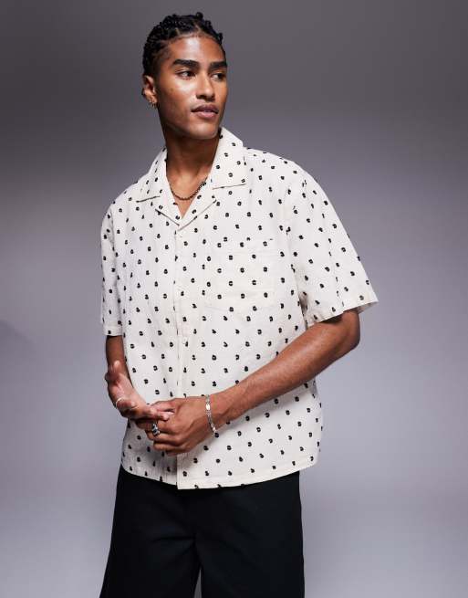 Bershka – Naturvit skjorta med heltäckande broderi