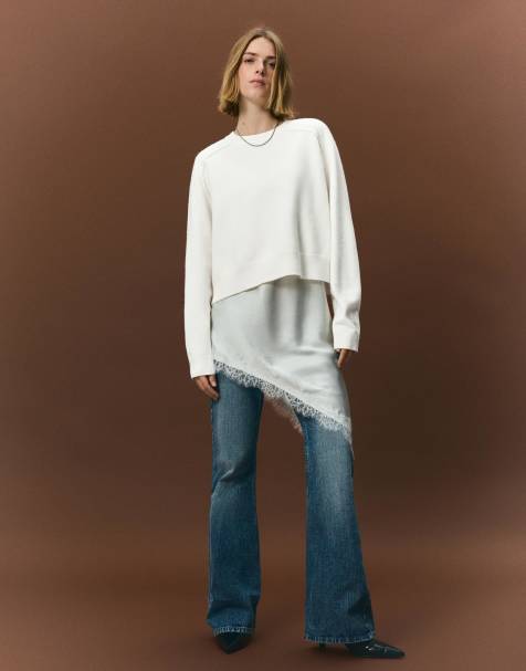 Bershka – Naturvit, sömstickad tröja - view 1