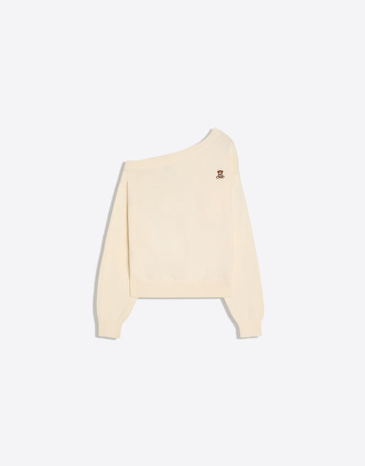 Bershka – Naturvit tröja med båtringning och broderi, 5 av 5