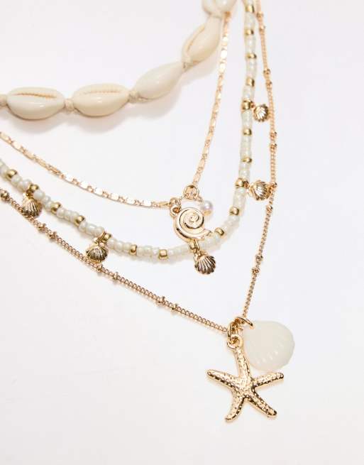 Bershka – Naturvita halsband med havshängen, 4-pack, 2 av 4