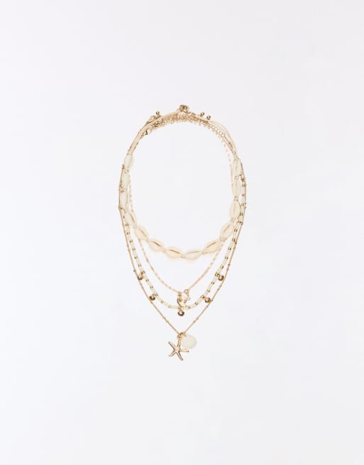 Bershka – Naturvita halsband med havshängen, 4-pack, 3 av 4