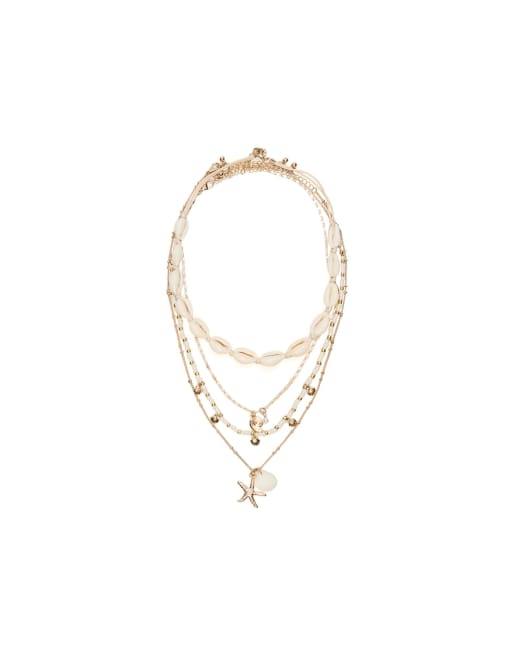 Bershka – Naturvita halsband med havshängen, 4-pack, 4 av 4