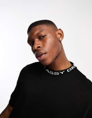 Bershka neck trim boxy t-shirt in black | ASOS