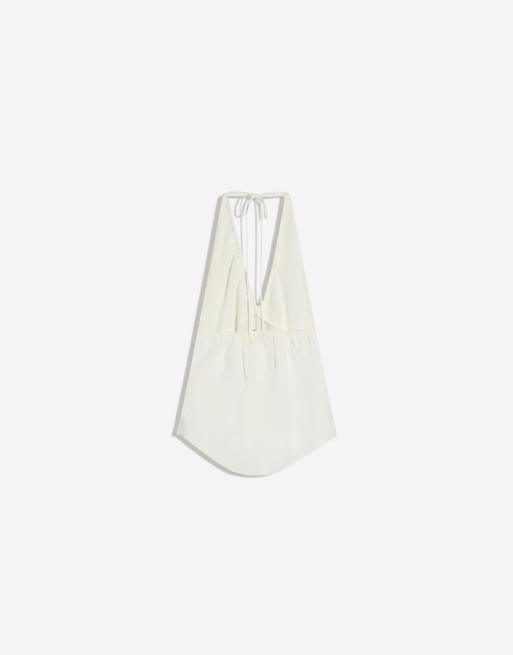 Bershka – Neckholder-Oberteil aus Leinenmix in Cremeweiß, 6 von 6