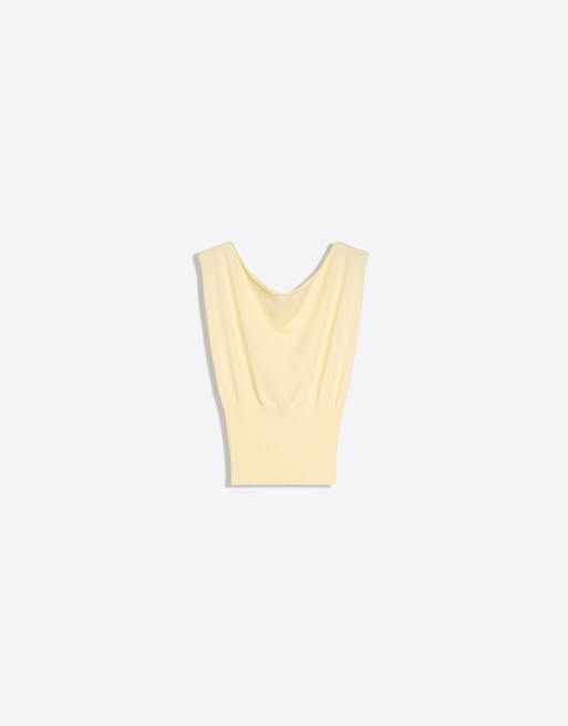 Bershka – Neckholder-Oberteil in Gelb mit U-Boot-Ausschnitt, 6 von 6