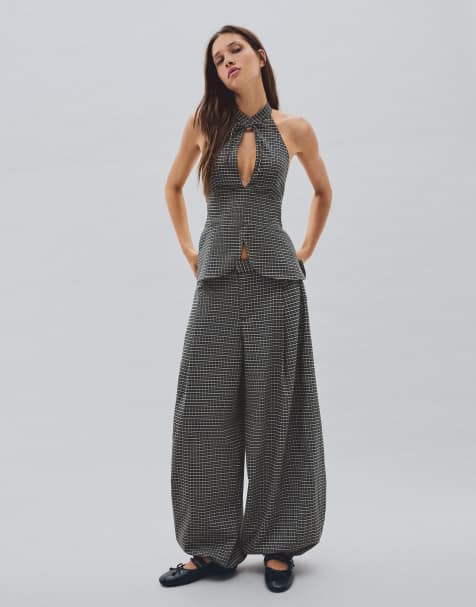 Bershka – Neckholder-Oberteil in Grau - view 1