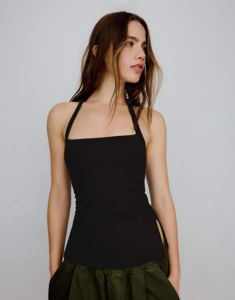 Bershka – Neckholder-Oberteil in Schwarz - view 1