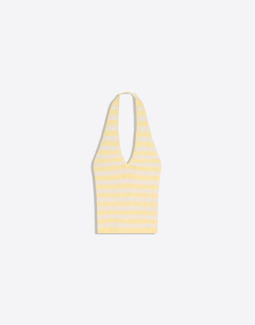 Bershka Neckholder-Stricktop in Gelb, 5 von 5
