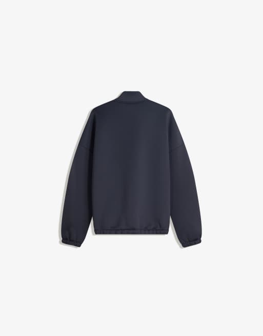 Bershka Neoprene-effect oversize jacket in navy