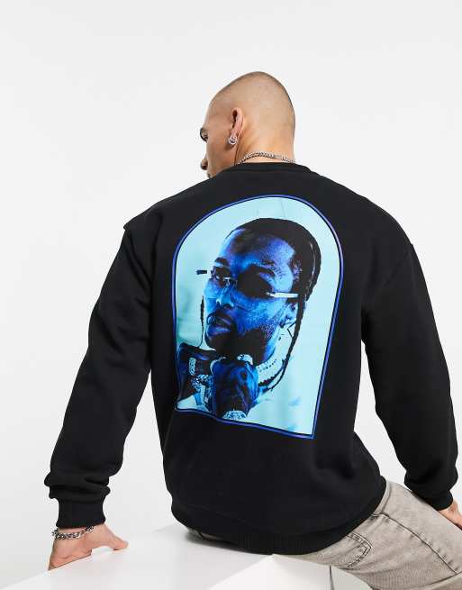 Bershka - New York Pop Smoke - Sort sweatshirt