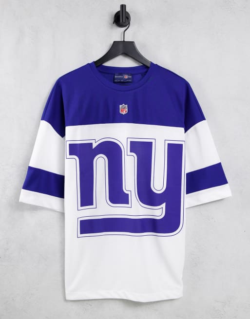 Bershka – NFL – Blå mesh-t-shirt i collegestil och oversize med NFL-logga