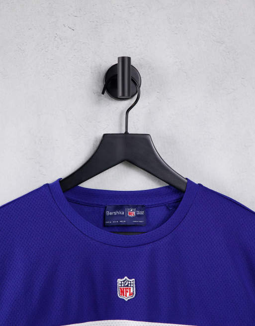 Bershka – NFL – Blå mesh-t-shirt i collegestil och oversize med NFL-logga, 4 av 4