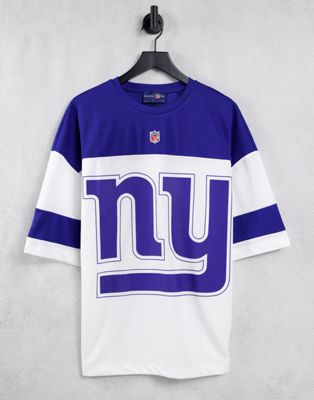 Bershka - NFL Giants - T-shirt oversize en tulle style universitaire - Bleu