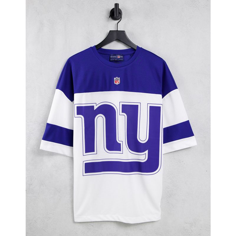 Uomo euA7p Bershka - NFL Giants - T-shirt oversize stile college in rete blu