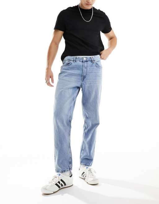 Bershka – Niebieskie jeansy vintage o prostym kroju 