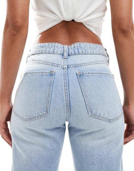 Bershka – Niebieskie jeansy z prostymi szerokimi nogawkami do kostki, 4 z 5