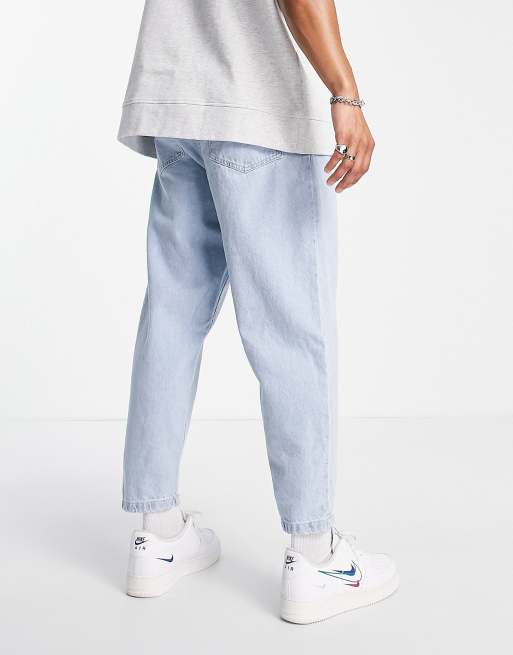 Bershka – Niebieskie jeansy z szerokimi balonowymi nogawkami