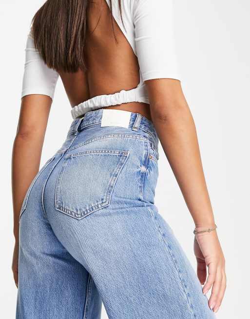 Bershka – Niebieskie jeansy z workowatymi nogawkami w stylu lat 90., 3 z 4