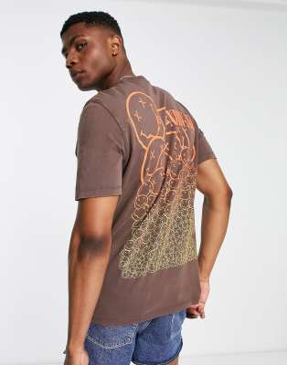 Bershka nirvana back print face t-shirt in brown