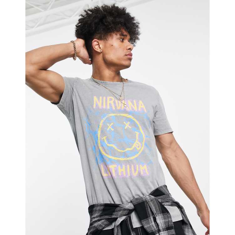 Bershka Nirvana Lithium T shirt in gray ASOS