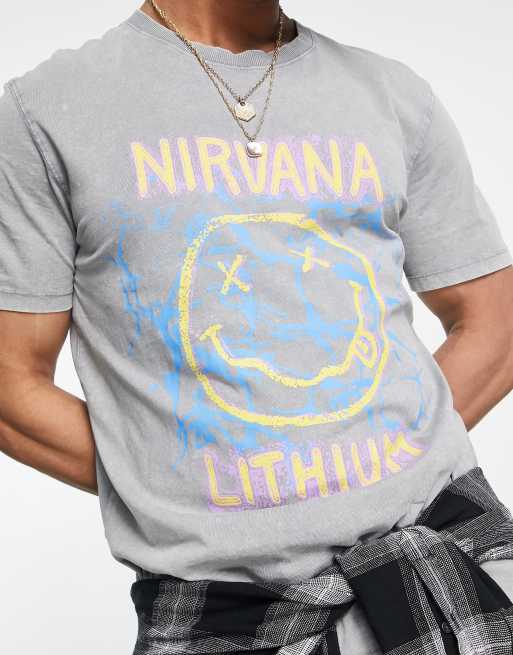 Bershka Nirvana Lithium T shirt in gray