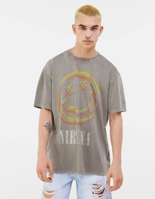 Bershka Nirvana t-shirt with back print 