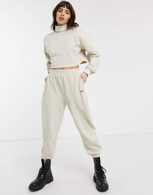 Bershka no item slogan oversized jogger in washed black new arrivals