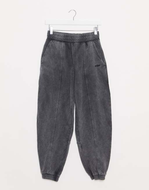 Bershka No Item slogan oversized jogger in washed black | ASOS