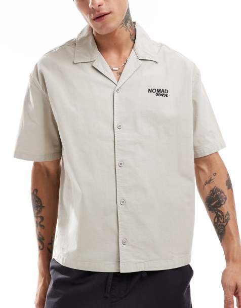 Bershka – Nomad – Locker geschnittenes Hemd in Hellgrau - view 1