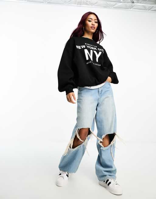 Oversized sweatshirt with on sale jeans